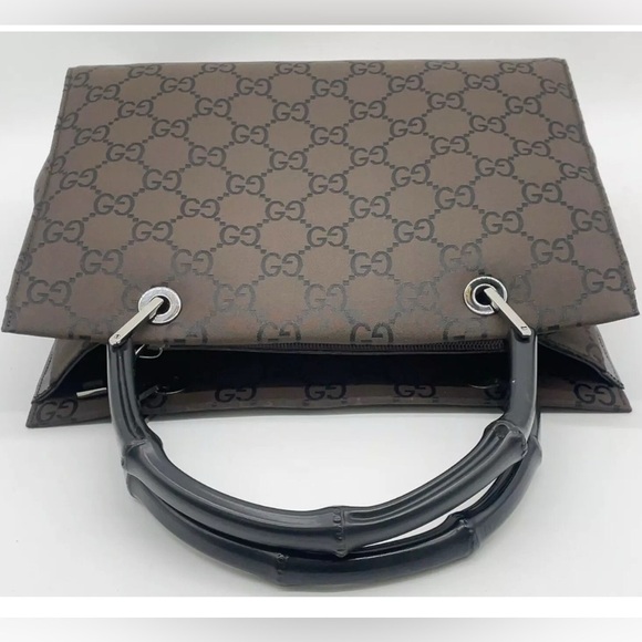 Authentic Gucci GG Canvas Brown Tote Bag with bamboo handles ECU COA included - Picture 4 of 17